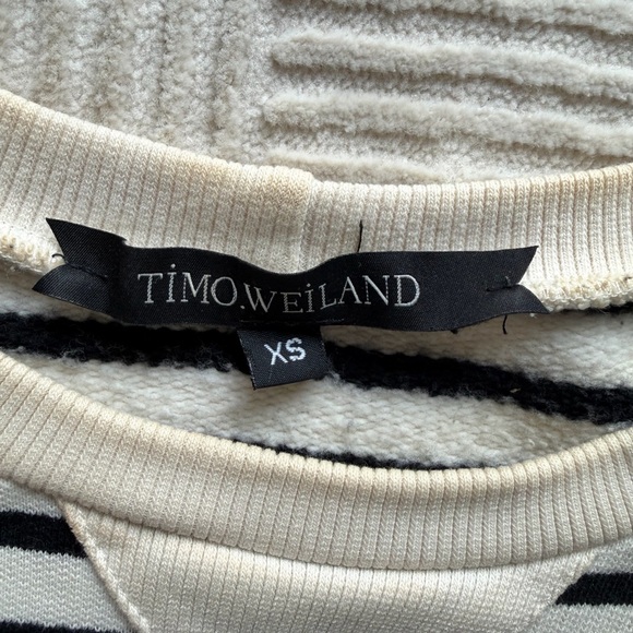 Timo Weiland Navy and Cream Striped Short Sleeve Sweatshirt - Picture 5 of 5